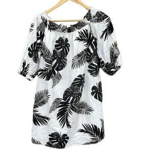 Old Navy black & white  Hawaiian print linen-blend dress size small